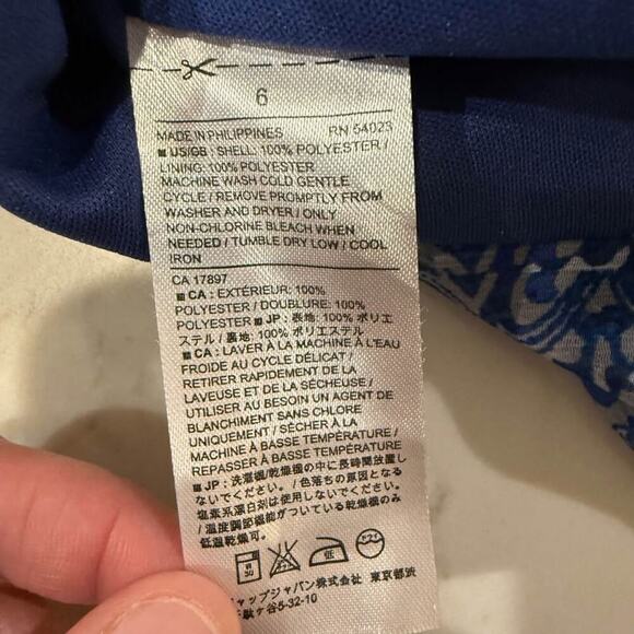 Banana Republic Damask Sleeveless Halter Neck ALine Midi Dress Women's 6 Blue - Picture 9 of 9